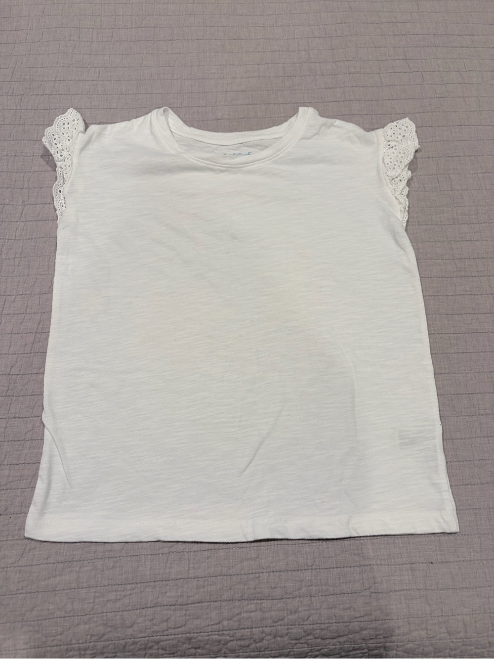 Cat & Jack White Eyelet Cap Sleeve Tee